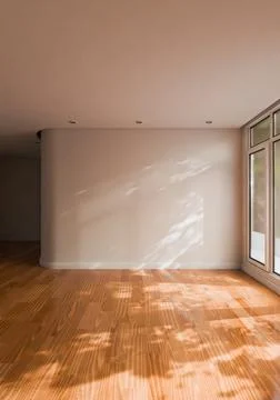 3d render of empty house or living room with sunshine shadow Stock Photos
