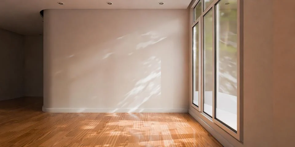 3d render of empty house or living room with sunshine shadow Stock Photos