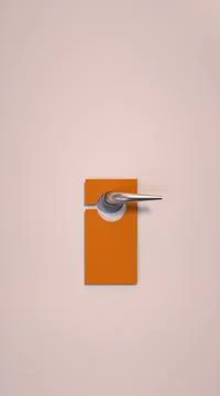 3D render Empty label on a door handle for your text. Vertical picture Illustration