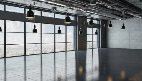 3d render - empty office building Ilustración de archivo