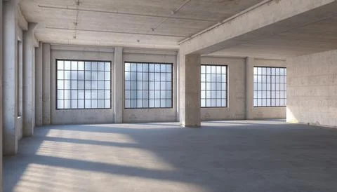 3d render - empty open plan office Stock Illustration