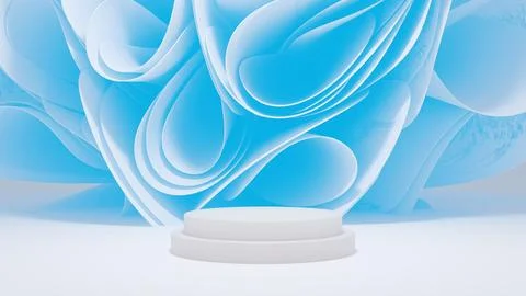 3D render of an empty product exhibition platform surrounded by elegant wavy  Ilustración de archivo