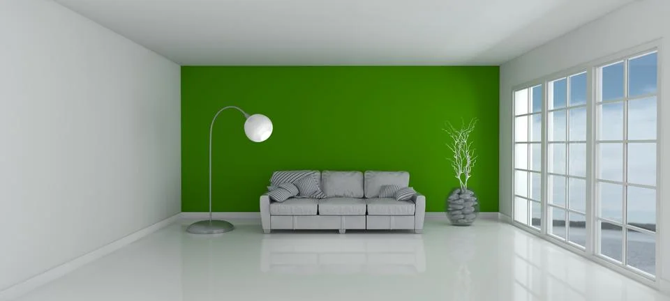 3D Render of an Empty Room and sofa Stock Illustration