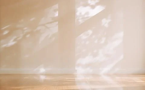 3d render of empty room or office with sunshine and shadow on wall Stock Illustration