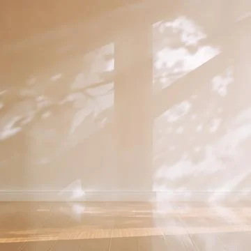 3d render of empty room or office with sunshine and shadow on wall Stock Illustration