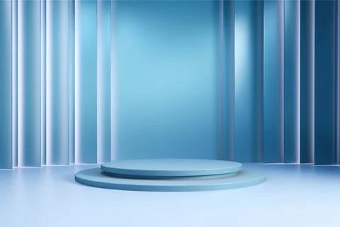 3D render of empty room with shadows of window for display product. Blue st.. Stock Illustration