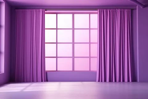 3D render of empty room with shadows of window for display product. Purple .. Stock Illustration