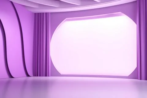 3D render of empty room with shadows of window for display product. Purple .. Stock Illustration