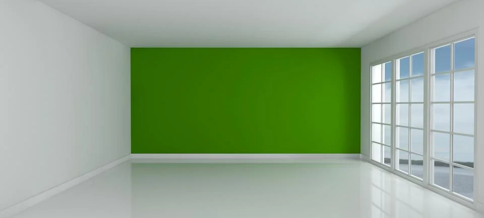 3D Render of an Empty Room with Windows Stock Illustration