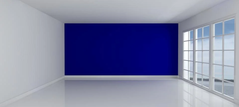 3D Render of an Empty Room with Windows Stock Illustration