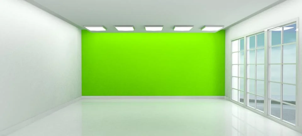 3D Render of an Empty Room with Windows Stock Illustration