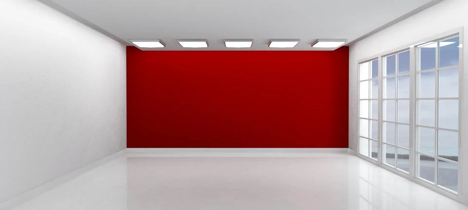 3D Render of an Empty Room with Windows Stock Illustration