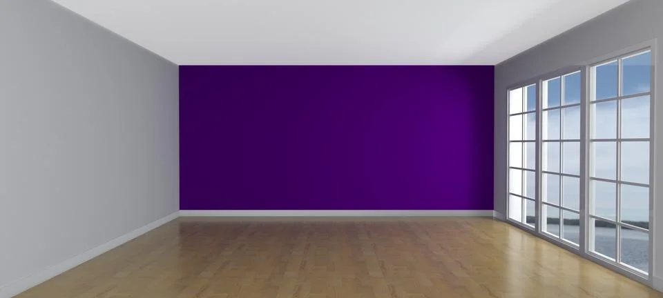 3D Render of an Empty Room with Windows Illustrazione stock