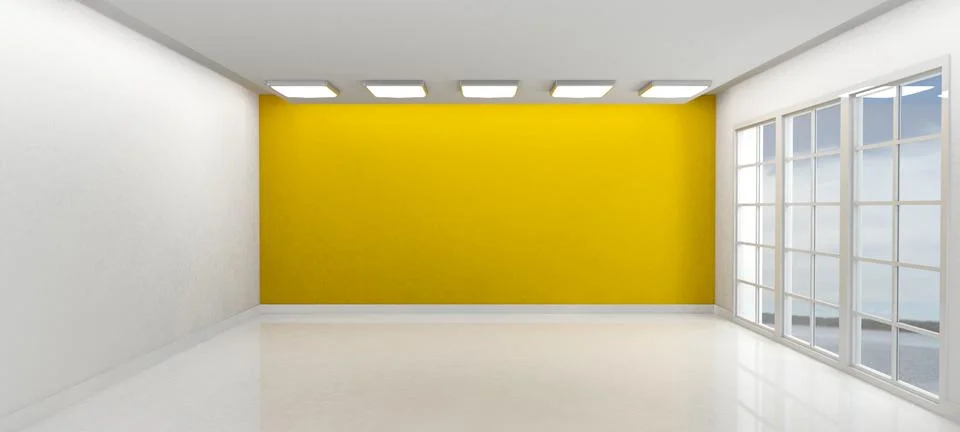 3D Render of an Empty Room with Windows Stock Illustration