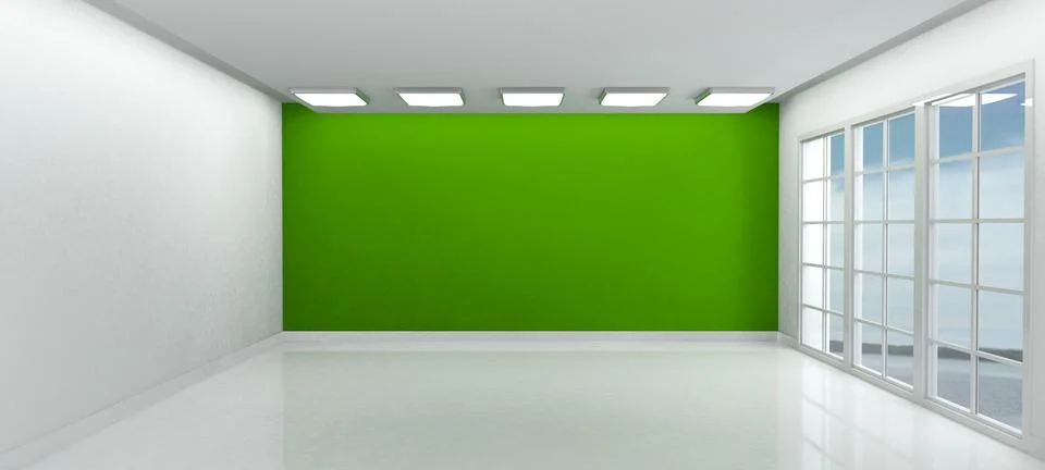 3D Render of an Empty Room with Windows Illustrazione stock