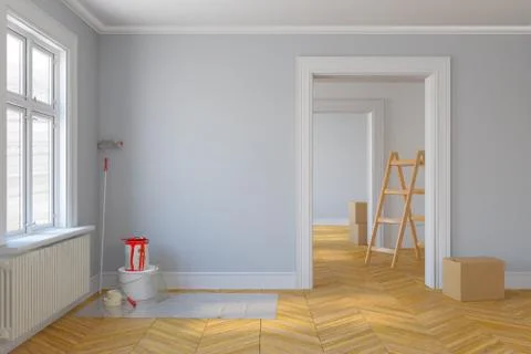 3d render - empty scandinavian room - renovate Stock Illustration