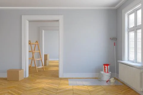 3d render - empty scandinavian room - renovate Stock Illustration