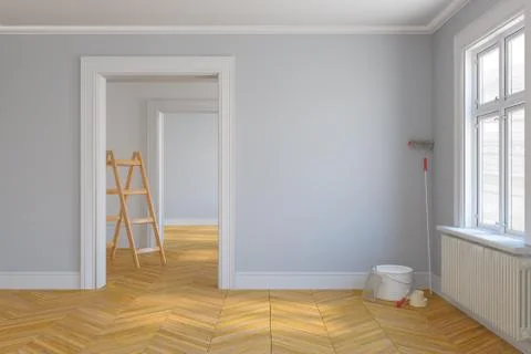 3d render - empty scandinavian room - renovate Stock Illustration