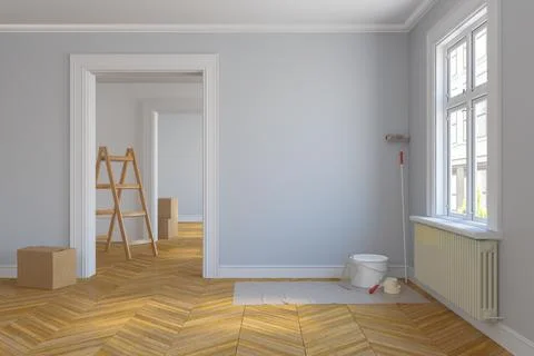 3d render - empty scandinavian room - renovate Stock Illustration
