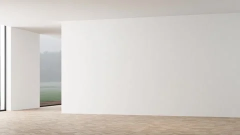 3d Render of empty space with white walls and wood floor Video stock 293004765