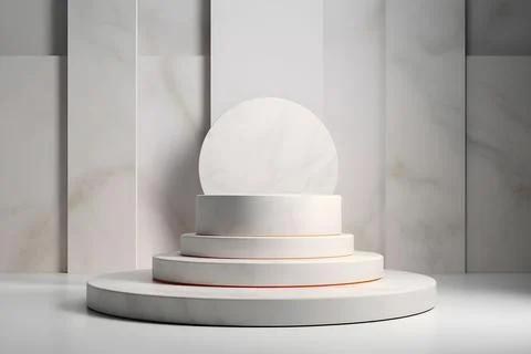 3d render empty space white marble texture podium. Podium for product shoot.. Stock Illustration