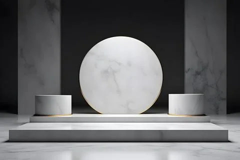 3d render empty space white marble texture podium. Podium for product shoot.. Stock Illustration