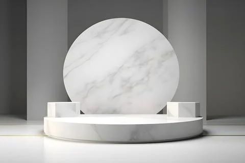 3d render empty space white marble texture podium. Podium for product shoot.. Stock Illustration