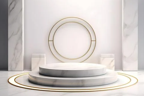 3d render empty space white marble texture podium. Podium for product shoot.. Stock Illustration