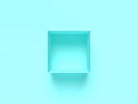 3D render of an empty turquoise square box Stock Illustration