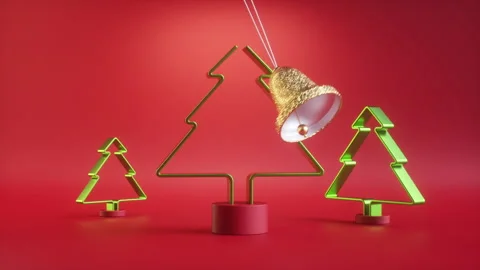 3d render, endless Christmas animation, festive pendulum on red background Stock Footage 136734816