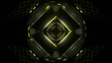 3d render endless tunnel with neon lights Stock Illustration