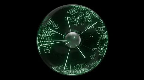 3d render Energy pulsing neon green ball on black background 스톡 일러스트