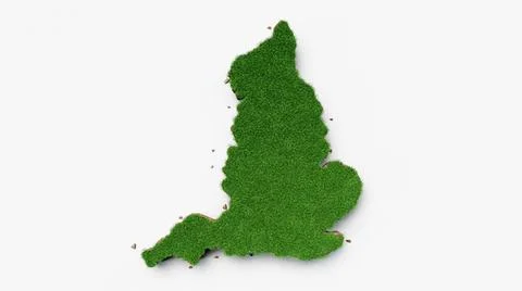 3d render of England map with green Grass and soil mud on isolated white イラスト素材