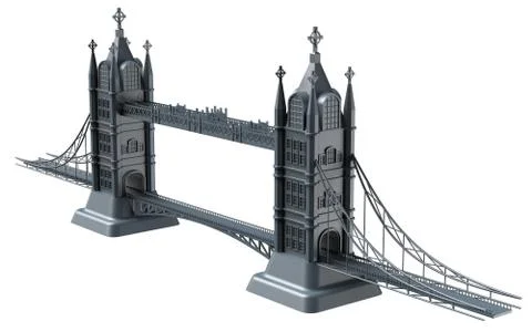 3D render of an English bridge on a white background Stock Illustration
