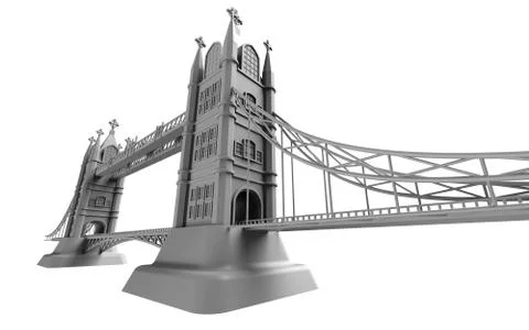 3D render of an English bridge on a white background Ilustración de archivo