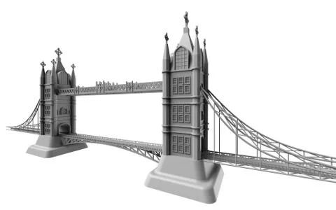 3D render of an English bridge on a white background Stock Illustration