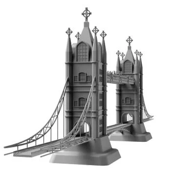 3D render of an English bridge on a white background Stock Illustration
