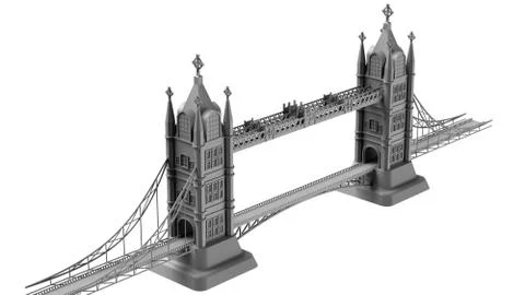 3D render of an English bridge on a white background Stock Illustration