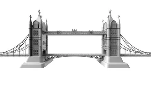 3D render of an English bridge on a white background Ilustración de archivo