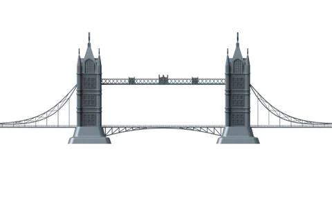 3D render of an English bridge on a white background Ilustración de archivo