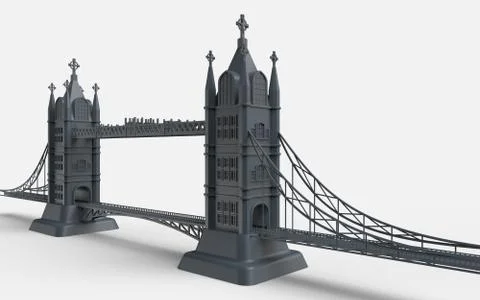 3D render of an English bridge on a white background Stock Illustration