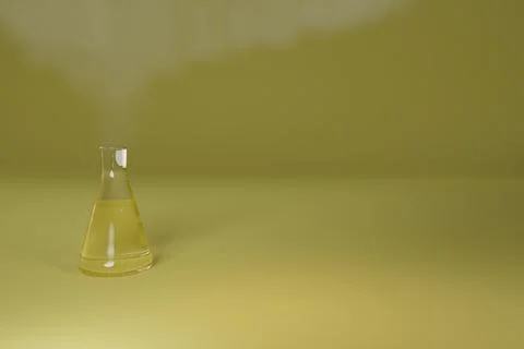 3d render of erlenmeyer flask with steam emerging イラスト素材