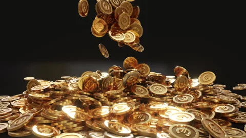 3D render of Euro coins dropping. Stock Footage 307575713
