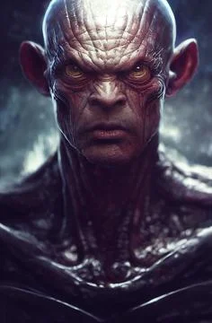 3D render of an evil fantasy god determined to conquer the world - alien charact Stock Illustration