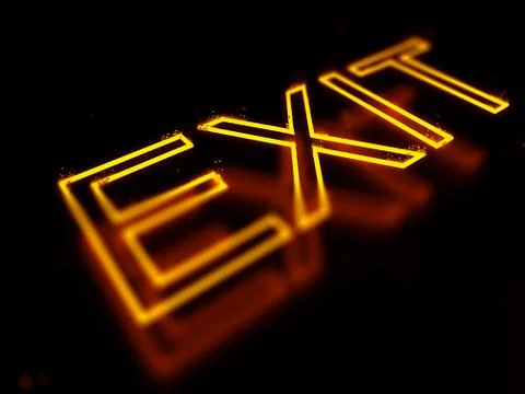 3d render exit neon sign isolated on black background Stock Illustration