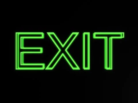 3d render exit neon sign isolated on black background Stock Illustration