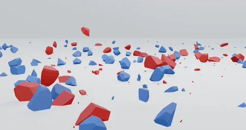 3d render of exploded rock or concrete pieces Video stock 218237321