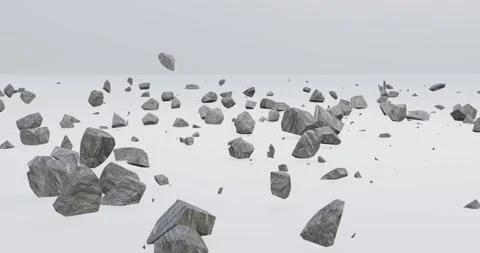 3d render of exploded rock or concrete pieces Stock Footage 218237324