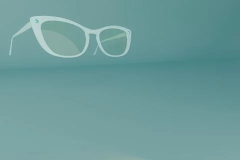 3d render of eye glasses on pastel blue background Stock Illustration