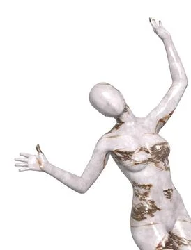 3D Render of Faceless white marble female statue Stock Photos